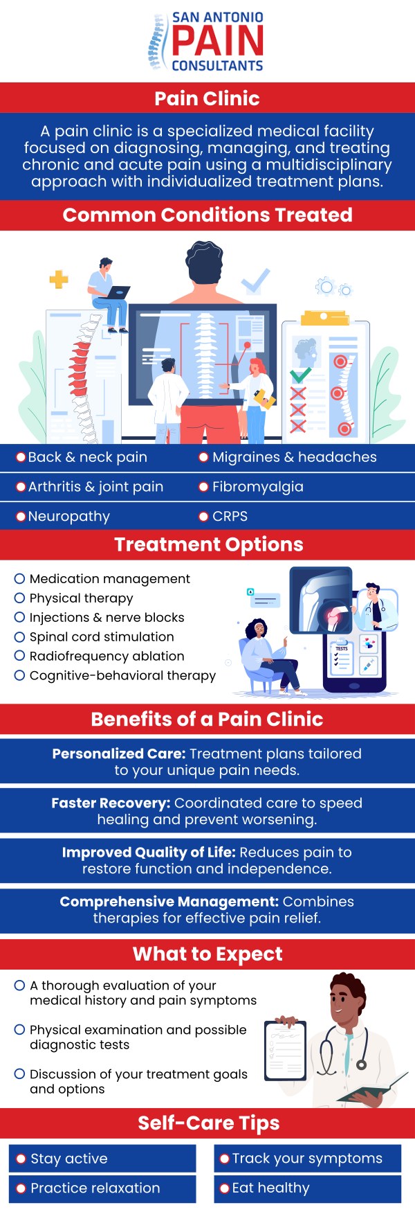 Pain centers provide patients with access to cutting-edge treatments and state-of-the-art interventional pain treatment modalities that are not typically available at other healthcare facilities. When left untreated, chronic and severe pain can quickly interfere with all aspects of an individual’s health and wellness and is also capable of leading to a myriad of complications. Dr. Darius Zagunis, M.D., board certifies pain specialist provide top-rated pain center services at San Antonio Pain Consultants. For more information, contact us or schedule an appointment online. We are conveniently located at 3903 Wiseman Blvd, Ste 117, San Antonio, TX 78251. Pain centers provide patients with access to cutting-edge treatments and state-of-the-art interventional pain treatment modalities that are not typically available at other healthcare facilities. When left untreated, chronic and severe pain can quickly interfere with all aspects of an individual’s health and wellness and is also capable of leading to a myriad of complications. Dr. Darius Zagunis, M.D., board certifies pain specialist provide top-rated pain center services at San Antonio Pain Consultants. For more information, contact us or schedule an appointment online. We are conveniently located at 3903 Wiseman Blvd, Ste 117, San Antonio, TX 78251.